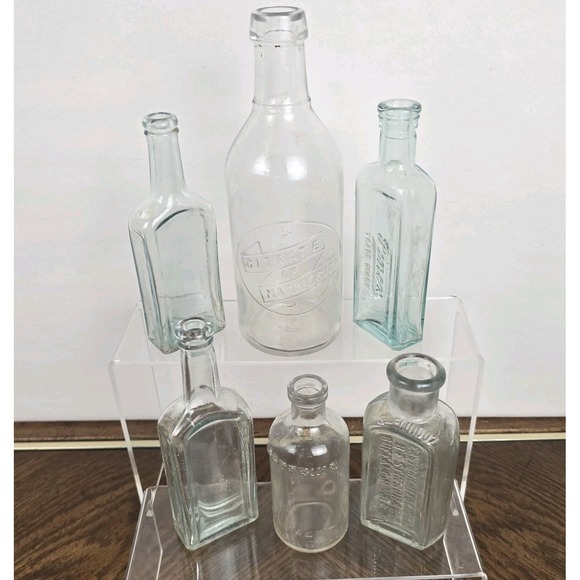 Other - 6 Apothecary Jars Bottles Vintage Pharmacy Glass Embossed Listerine Citrate Lot